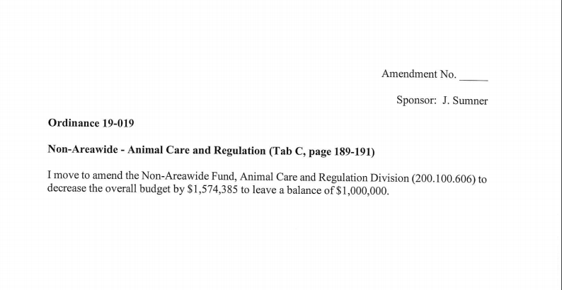 Animal Shelter Sumner Amendment